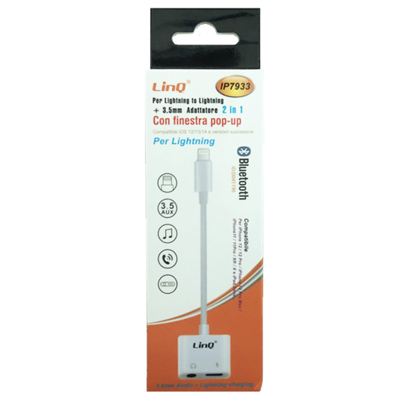 Câble 2 En 1 Lightning Mâle / Jack 3.5mm et Lightning Femelle Bluetooth LinQ IP7933 — LinQ · Smarty Paris 18e